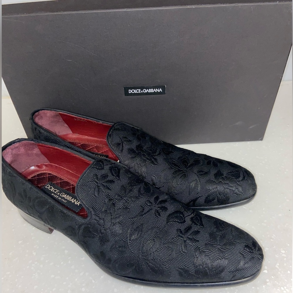 Dolce & Gabbana Brocade Loafers, Black, Men’s, With Box, Euro 44 US 11